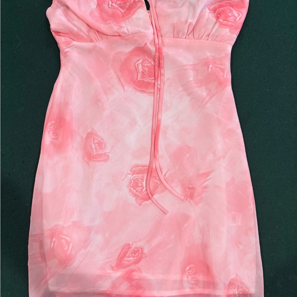 Pink Floral Dress Milk Maid with Ties - Picture 1 of 2